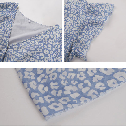 Ruffle Cap Sleeve Wrap Split Women's Boho Floral Long Dress