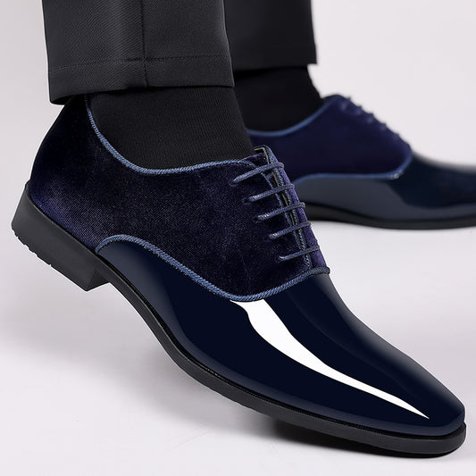 Men's Glossy Leather Business Shoes - Lightweight Formal Footwear