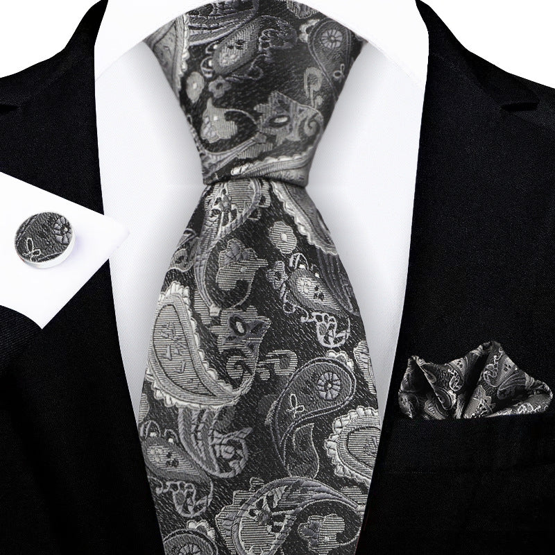 Jacquard Embroidered Tie with Cashew Pattern Design - Neon North Clothing