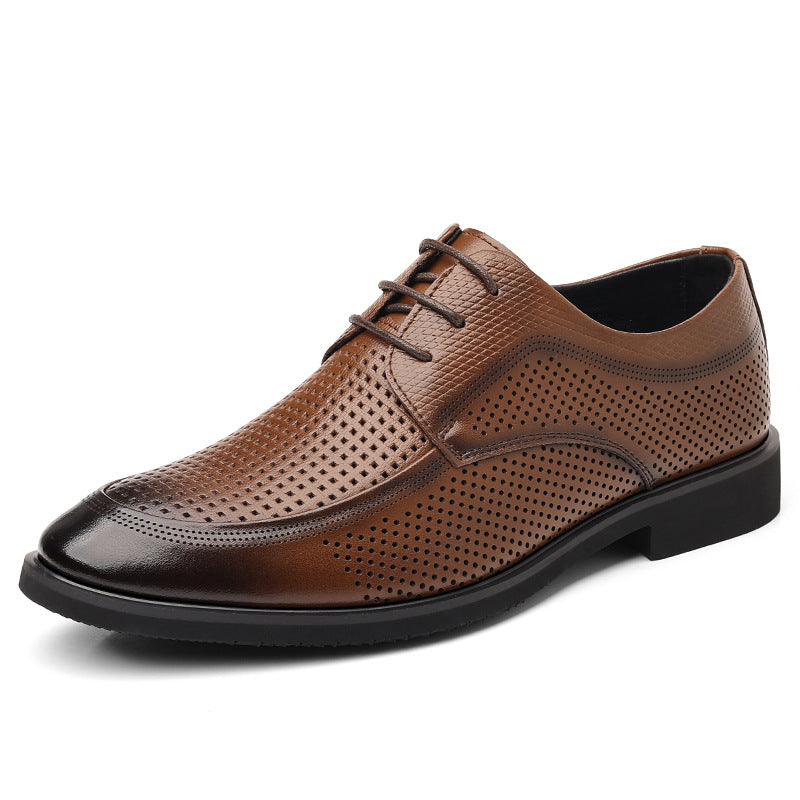 Leather Dress Shoes for Commuting – Non-slip Round Toe Design