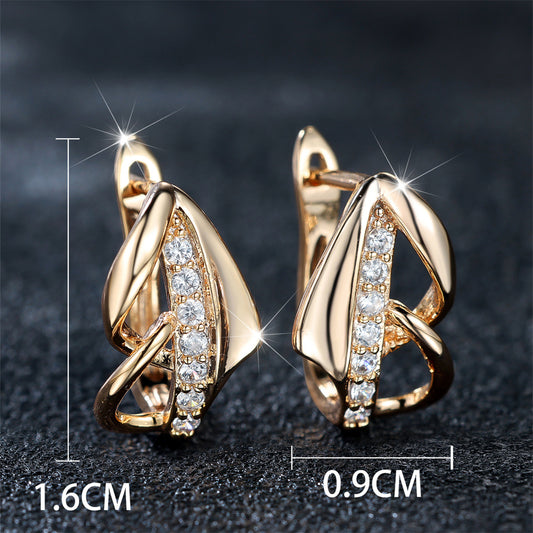 Round White Diamond Ear Clip - Minimalist Light Luxury Arrow Design