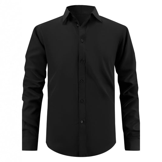 Men's Slim Fit Solid Color Shirt - Simple Regular Fit for Everyday Style