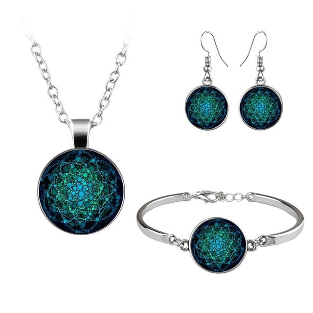 Flower of Life Glass Dome Sacred Geometry Necklace - Neon North Clothing