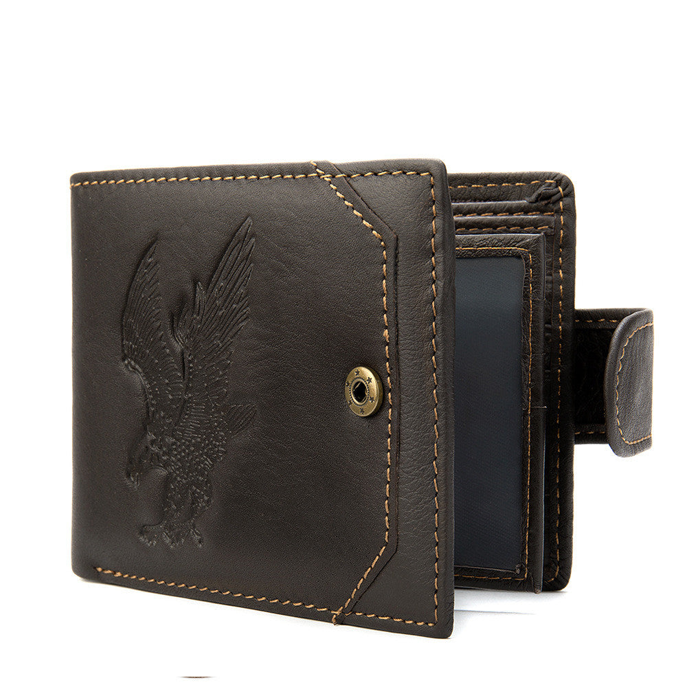 Eagle Embossed Men's Coin Wallet - Multifunctional Design for Everyday Use