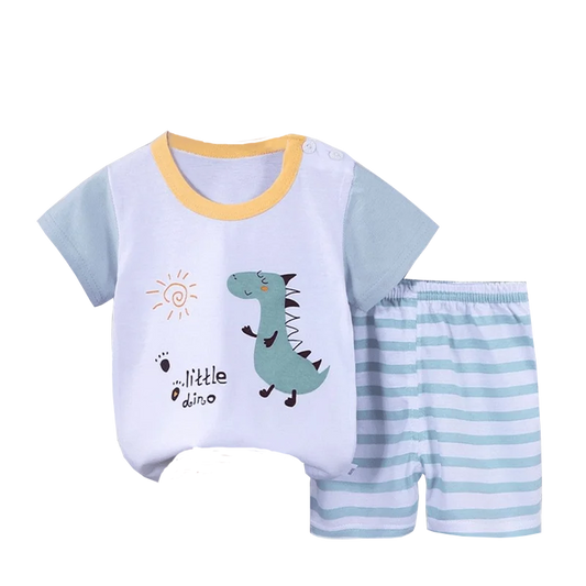 6M - 6 Years Cartoon Dinosaur Tracksuit for Kids - 2-Piece Set - Neon North Clothing