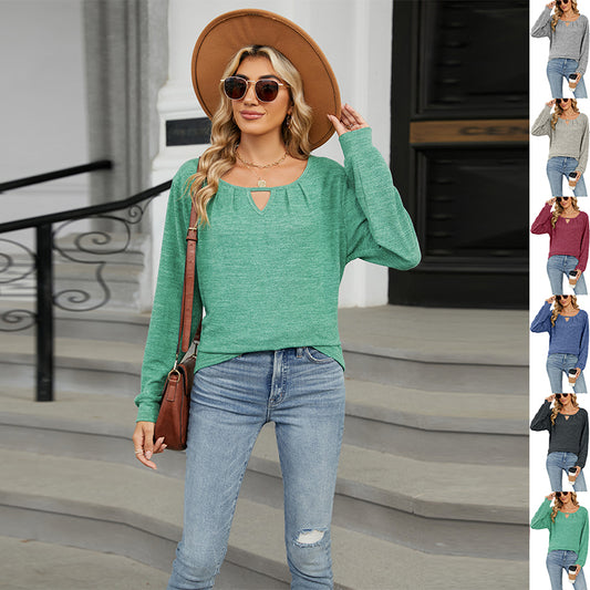 Solid Color Loose Long Sleeve Casual Top