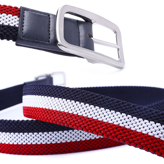 Men's Elastic Woven Belt with Durable Buckle