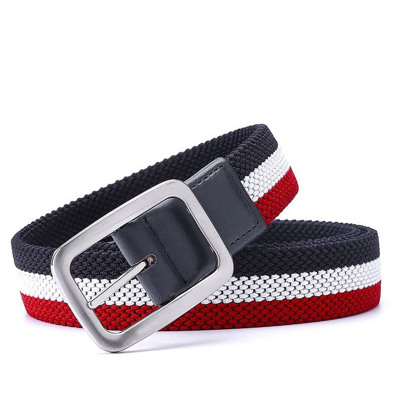 Men's Elastic Woven Belt with Durable Buckle