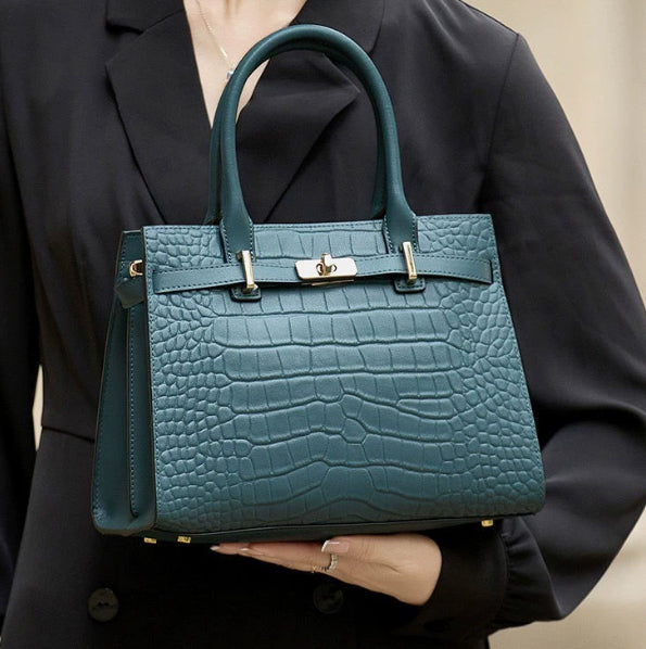 Bolso de mano de piel con bolsillo tridimensional