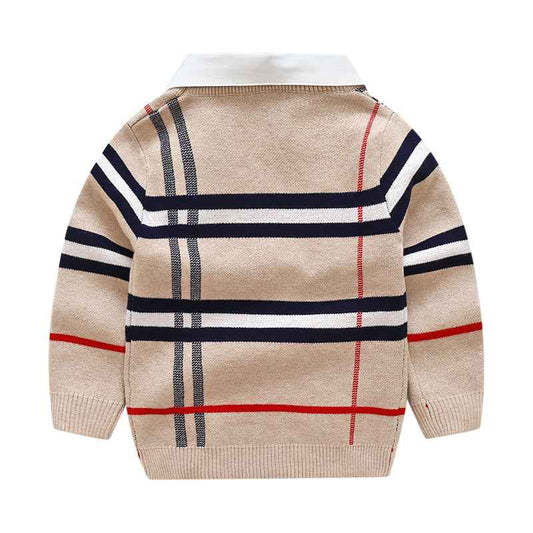 Cozy Collared Sweater with Plaid