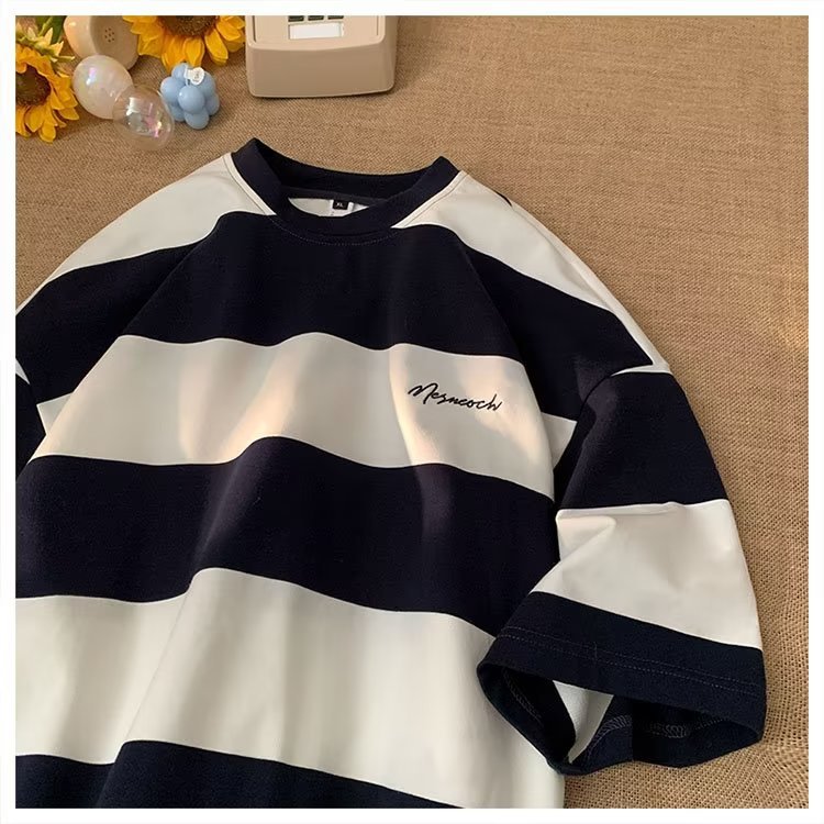 Striped Oversized Shirt with Half Sleeves for Effortless Style - Neon North Clothing