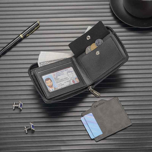 Short Retro Embossed Wallet for Men - Horizontal Design
