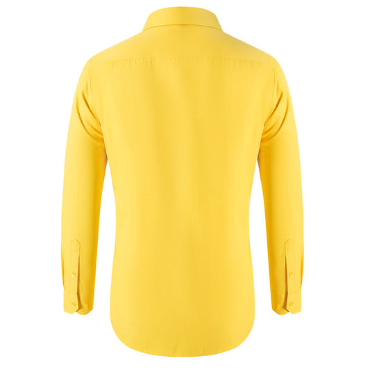 Solid Color Long Sleeve Men's Shirt - Slim Fit Casual Wear
