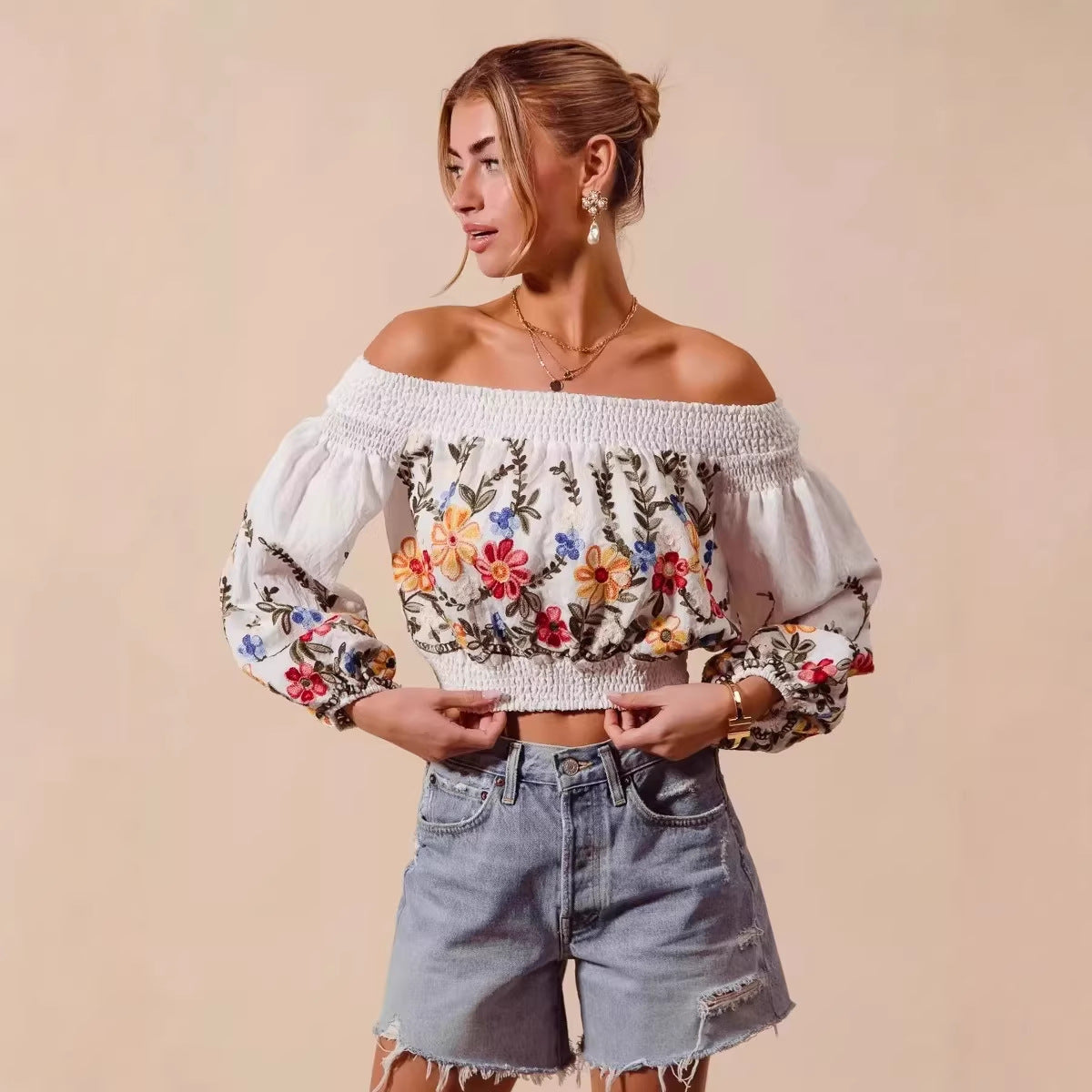 Women's Fashion Off-Shoulder Fashion Top with Spicy Girl Print