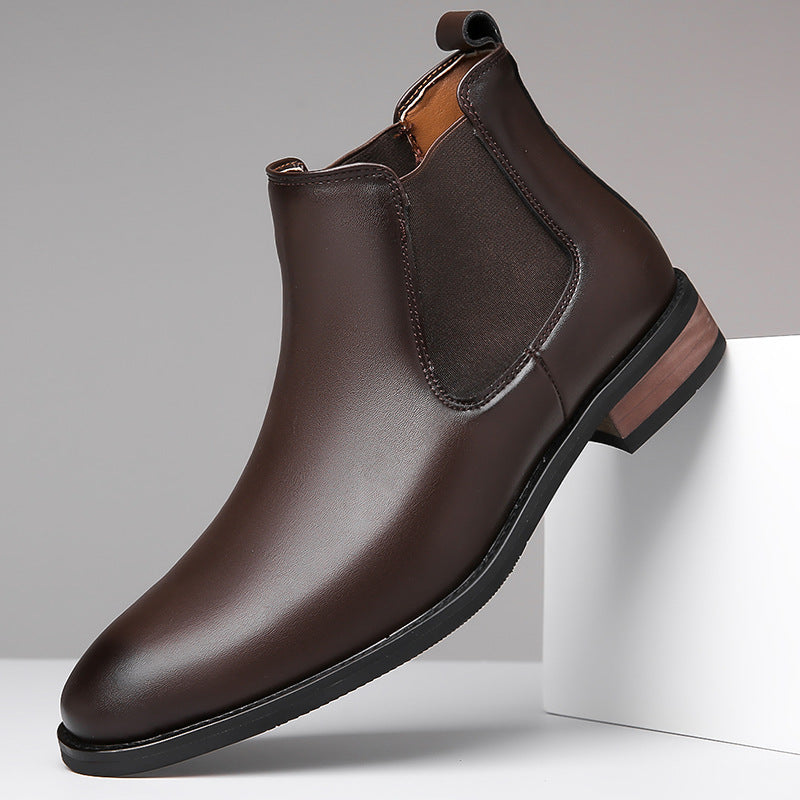 Bottes Chelsea montantes pointues en cuir pour homme, style décontracté chic