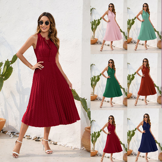 Women's Summer A-Line Dress - Stylish Sleeveless Fashion for Hot Days
