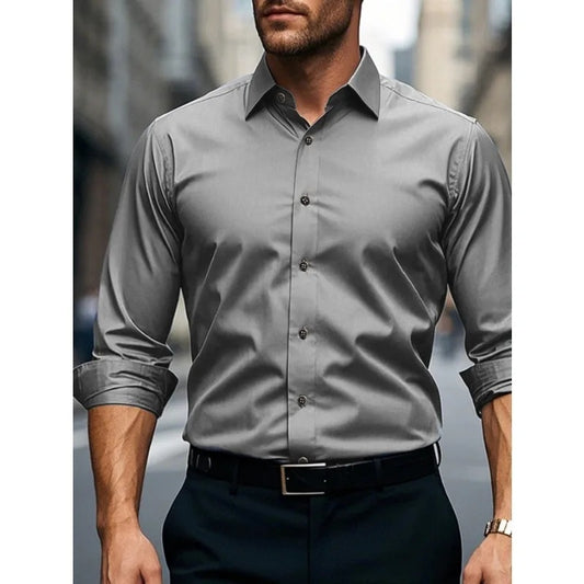 Artificial Silk Men's Casual Shirt - Solid Color Regular Fit Smart Casual Wear