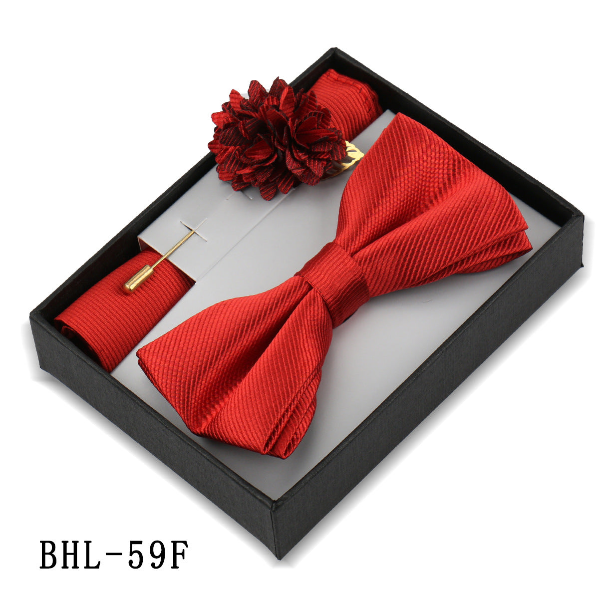 Men's Bow Tie Pocket Square Set with Brooch - Solid Color Elegance - Neon North Clothing