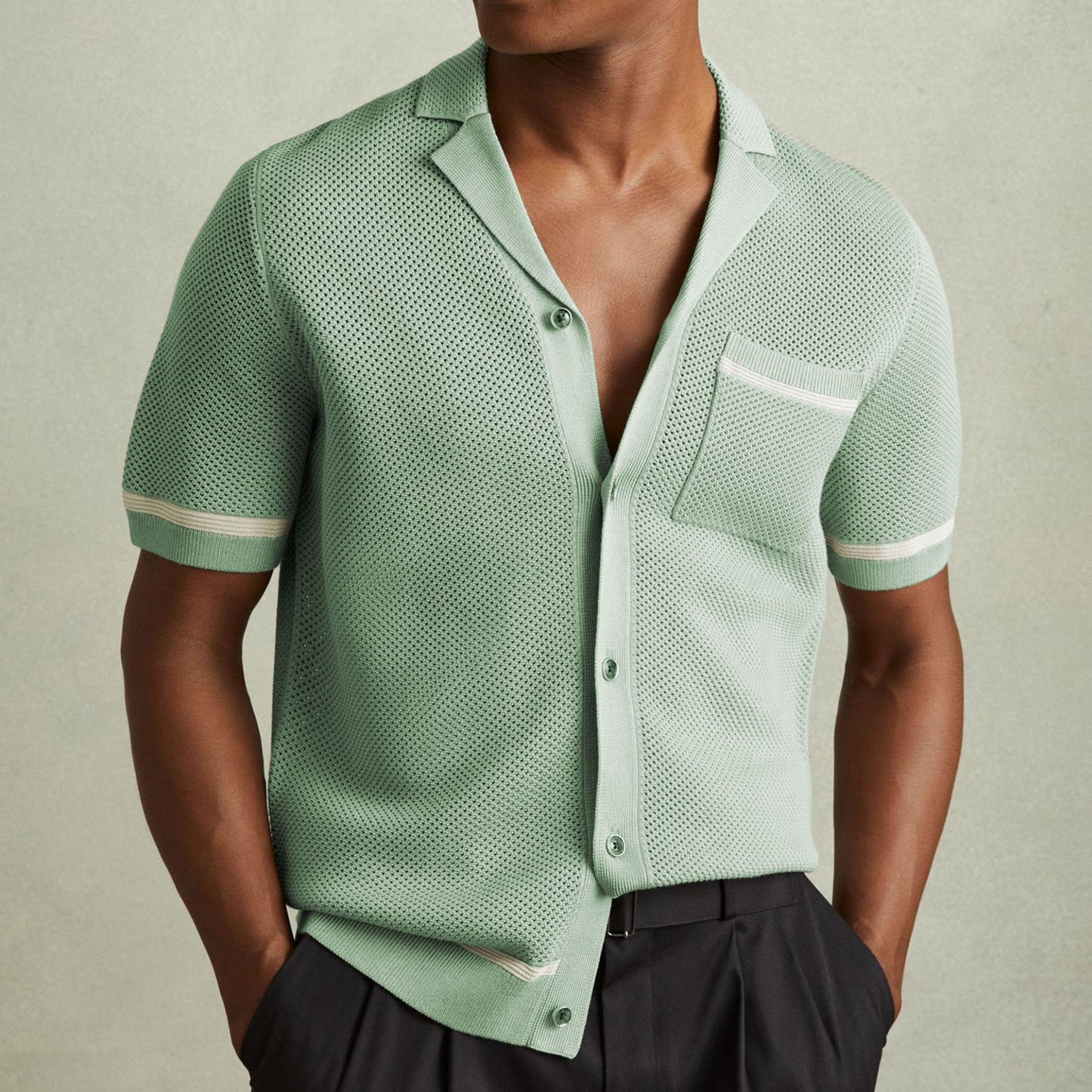 Men's Summer Polo Shirt - Knitwear Cuban Collar Short Sleeve Design
