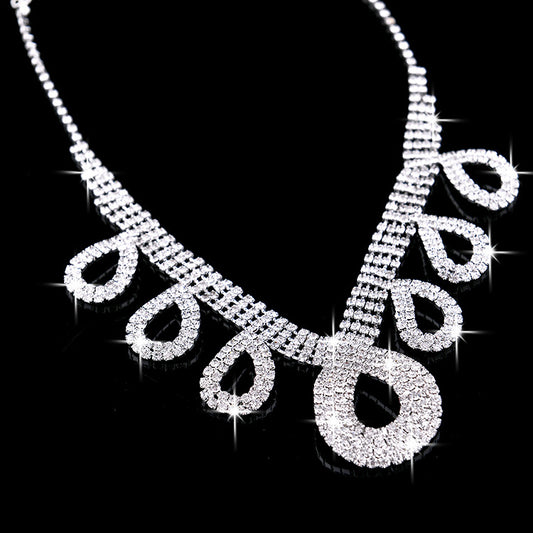 Two Piece Rhinestone Necklace and Earring Set for Stunning Elegance
