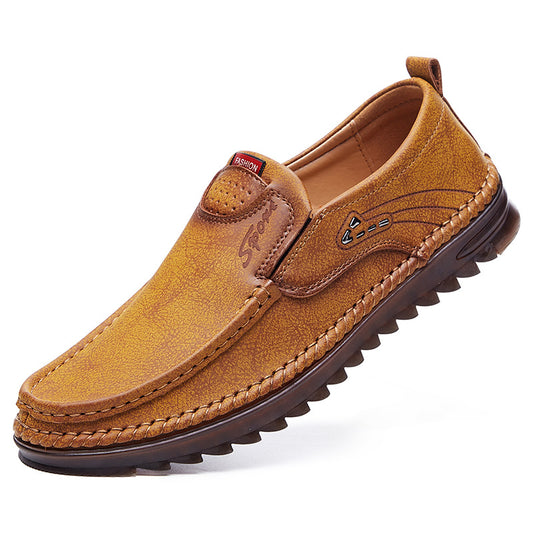 Non-Slip Leather Shoes with Wear-Resistant Soft Sole