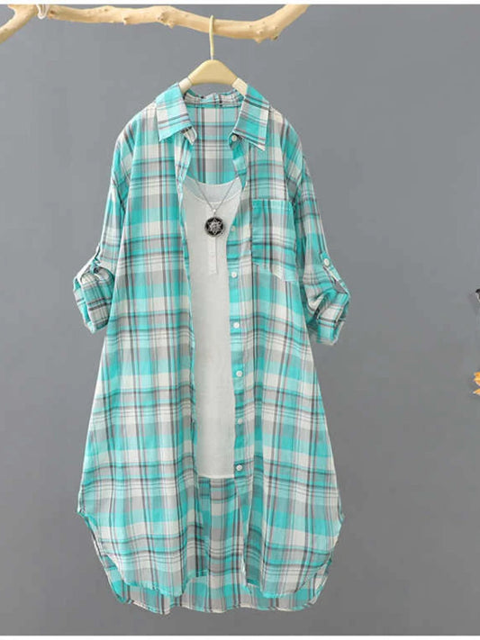 Plaid Elegant Shirt Style Blouse - Neon North Clothing