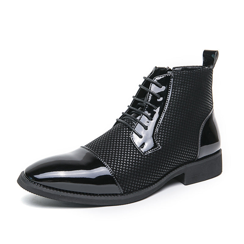 Men's Formal Leather Shoes with Side Zipper for Business Style