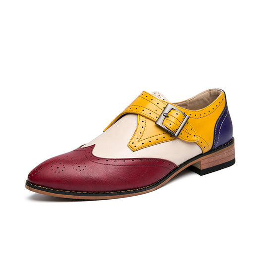 Men's Leather Color-Blocking Shoes for Stylish Comfort