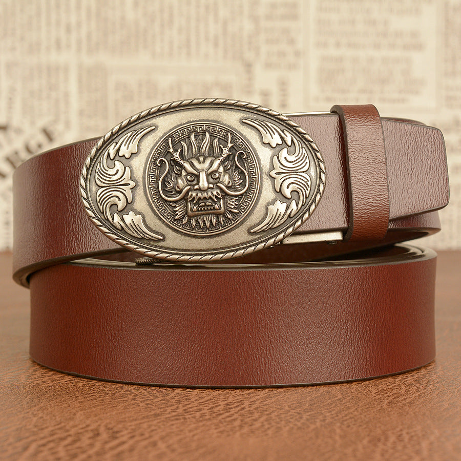 Men's Cowhide Ethnic Belt - Real Cowhide Faucet Automatic Style - Neon North Clothing