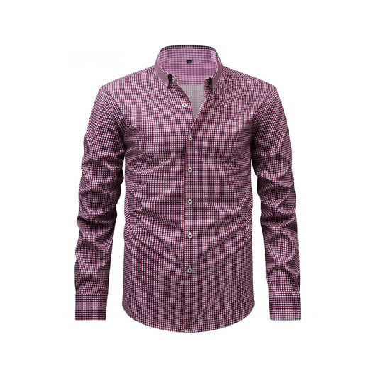 Mens Stretch Digital-Print Shirt - Long Sleeve Collared Regular Fit for Stylish Comfort
