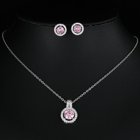 Two-piece Zircon Necklace and Earrings Set for Elegant Style