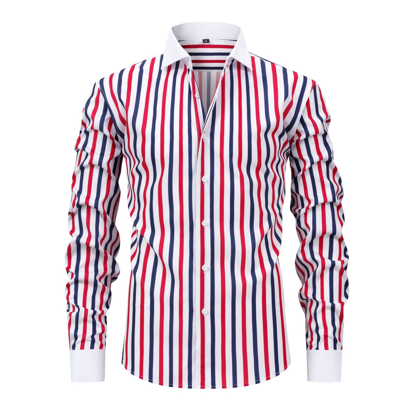 Mens Wrinkle-Resistant Slim Fit Shirt with Windsor Collar and Long Sleeves