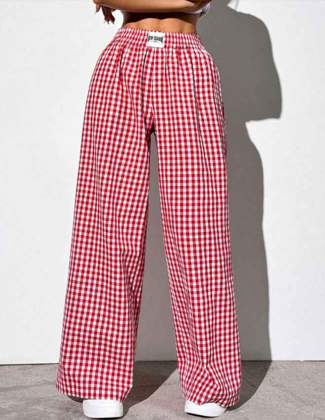 New Style Plaid Casual Pants with Pockets - Loose and Comfortable Cotton Design