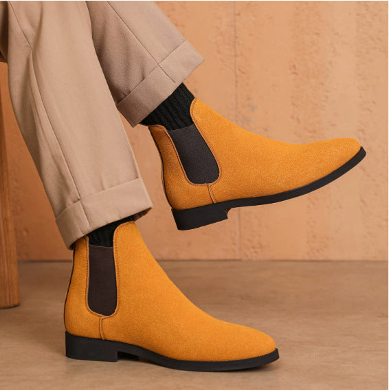 British Casual Men's Suede Shoes - Stretch Lace-up Design for Comfort