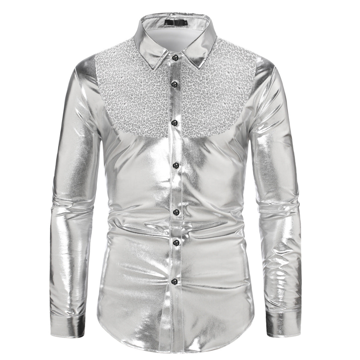 Color-blocking Sequin Disco Shirt - Regular Fit