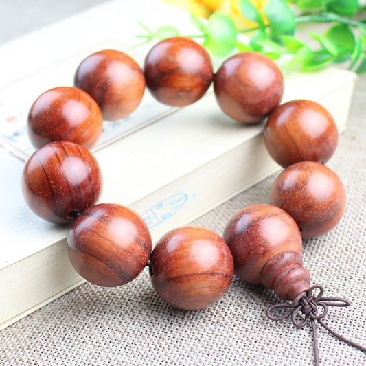 Red Pear Wood Bracelet with 108 Buddhist Bead Sandalwood Bracelet - Neon North Clothing