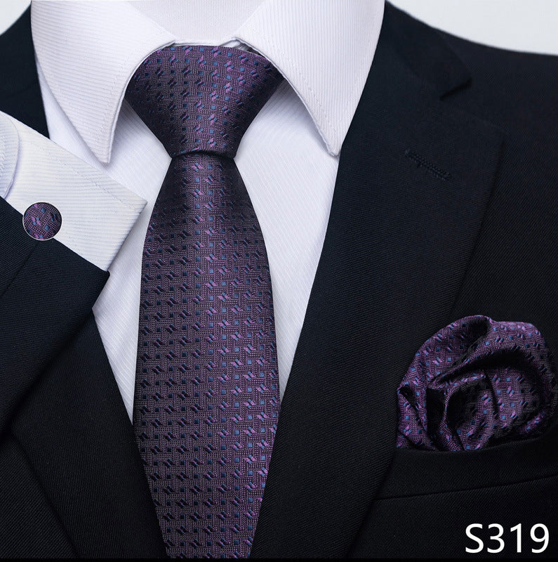 Men's Formal Wear Tie Set with Creative All-Match Scarf and Cuff Buckle - Neon North Clothing