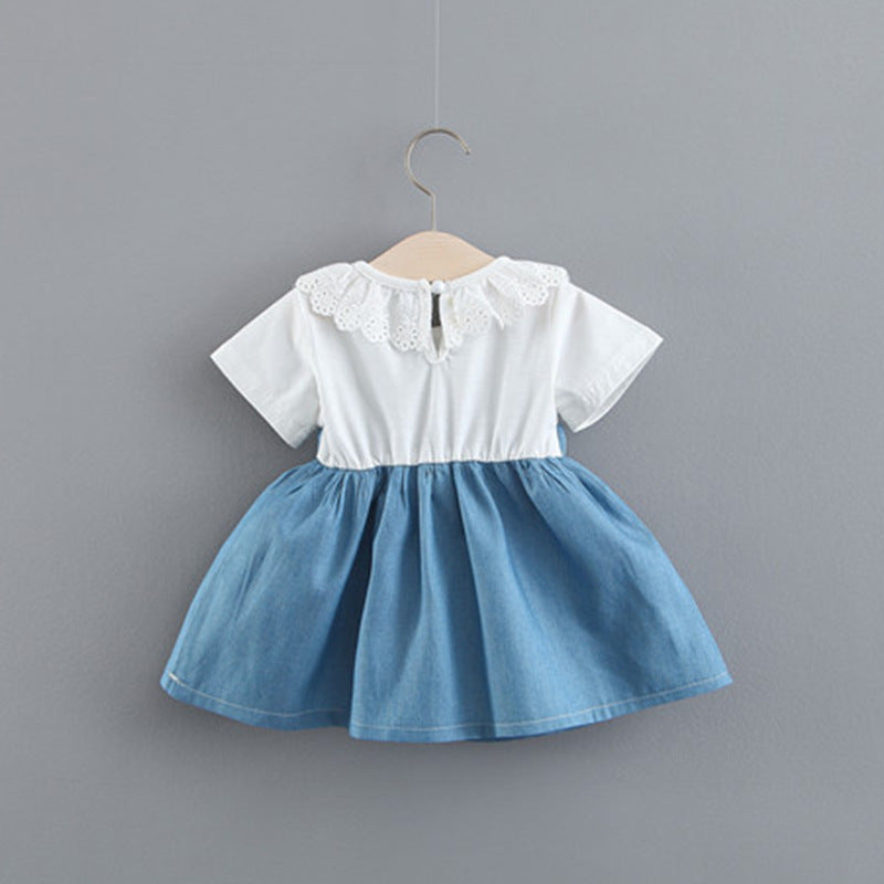 Rabbit Ears Denim Skirt - Stylish Fake Two-Piece Design