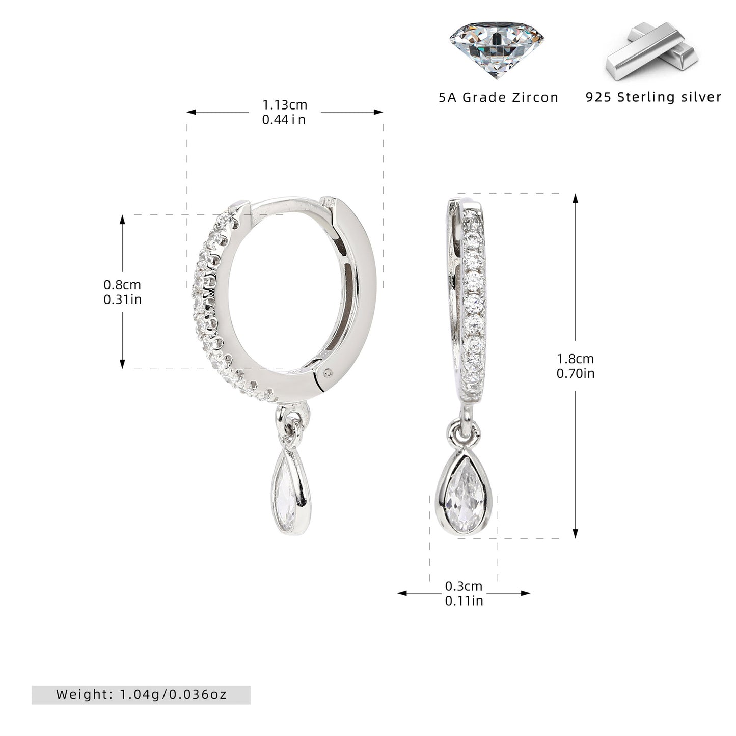 Pendientes de lujo ligeros con forma de lágrima engastados con diamantes.