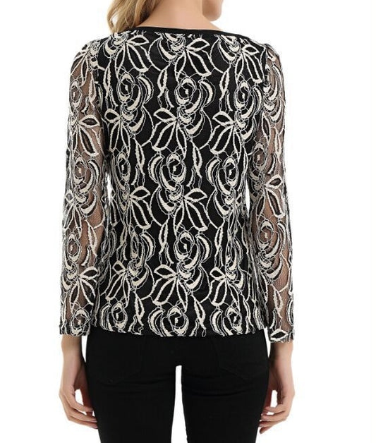 Black and White Embroidery Blouse
