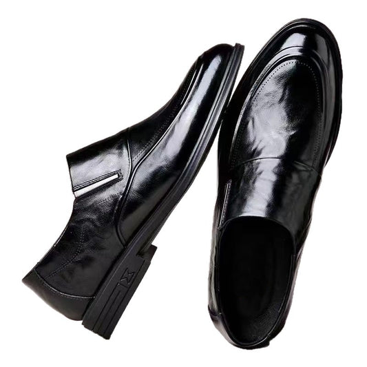 Leather Wedding Slip-On Shoes for Bridegroom | Soft Bottom Pointed Suit Shoes