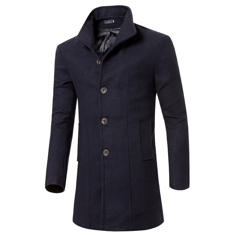Men's Wool Trench Coat - Mid-Length Stylish Outerwear