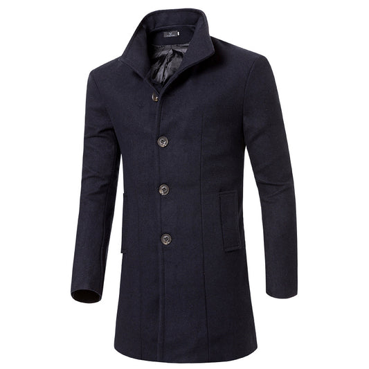 Men's Wool Trench Coat - Mid-Length Stylish Outerwear