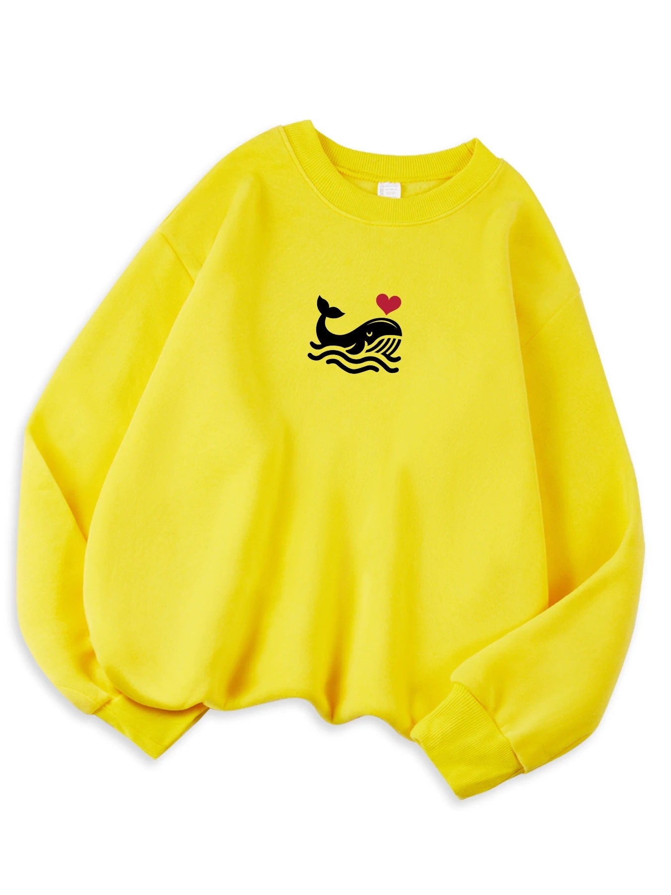 Women's Loose Fit Sweatshirt with Baby Whale Design