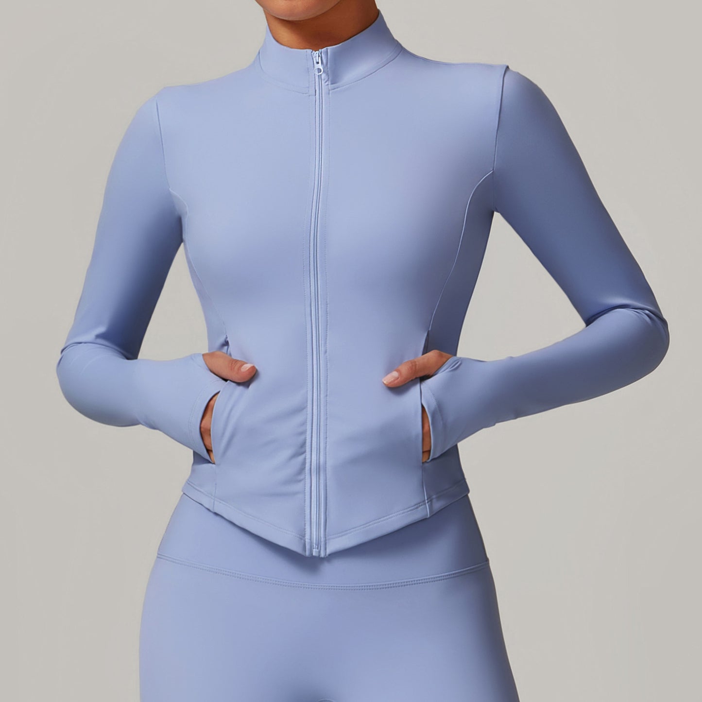 Stand Collar Yoga Coat - Fleece Padded Comfort for Your Active Lifestyle