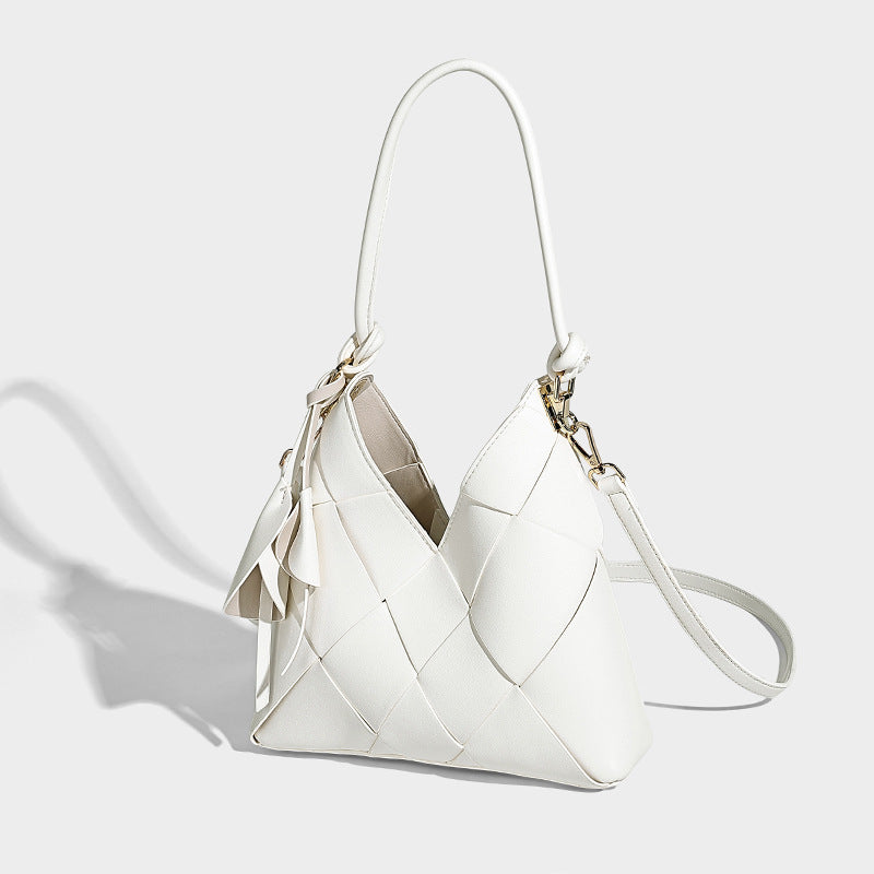 Niche Woven Patchwork Bag With Large Capacity