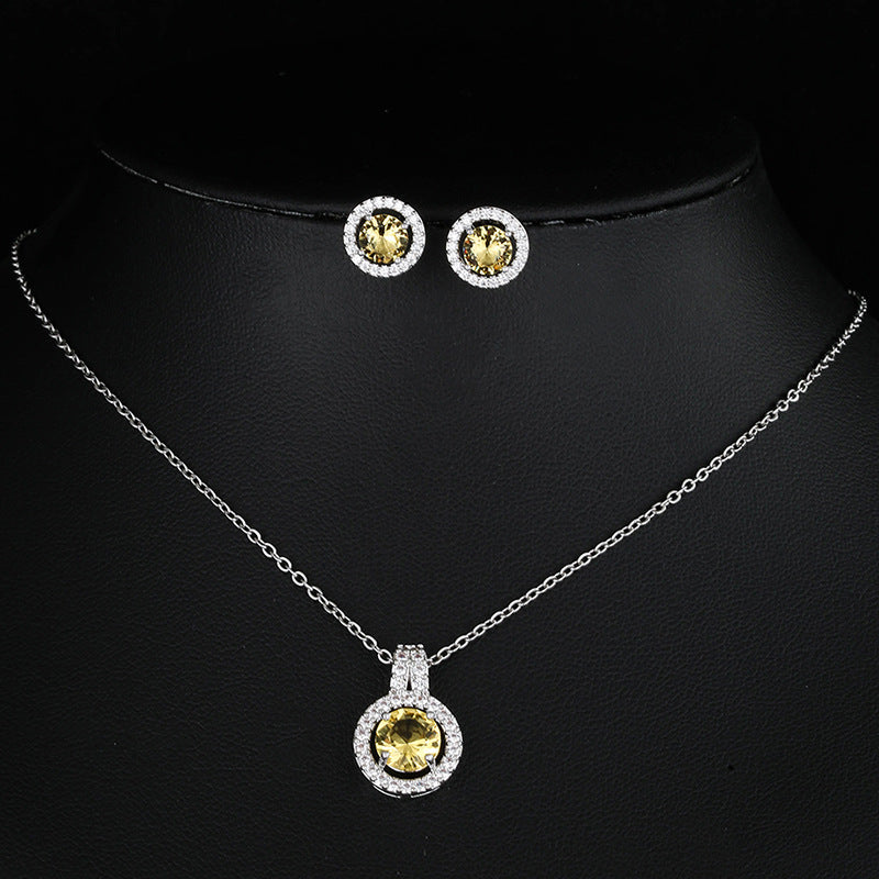 Two-piece Zircon Necklace and Earrings Set for Elegant Style