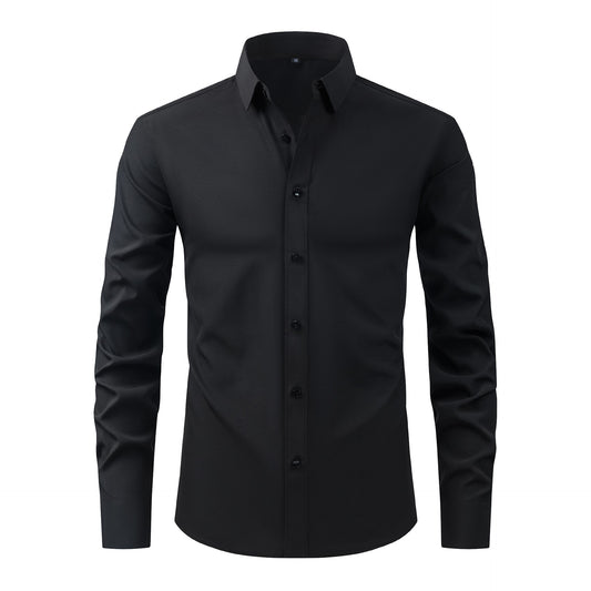 Full Elastic Force Men's Shirt in Natural Color with Buttons