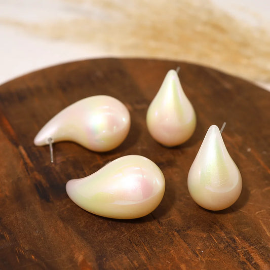 Acrylic White Water Drop Earring Chubby Elegant Earrings - Neon North Clothing
