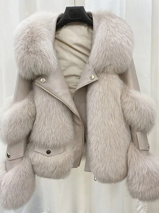 Lapel Full Sleeve Zipper Elegant Warm Thick Jacket - Neon North Clothing